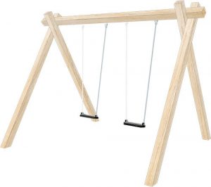 Double wooden swing set