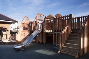 Wooden playground equipment for schools