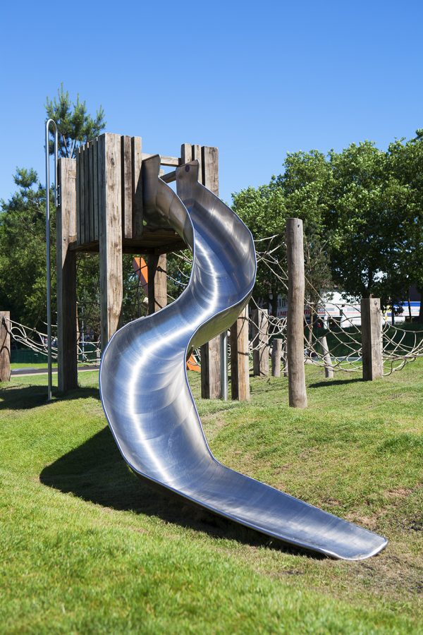 Wooden Play structure with slide