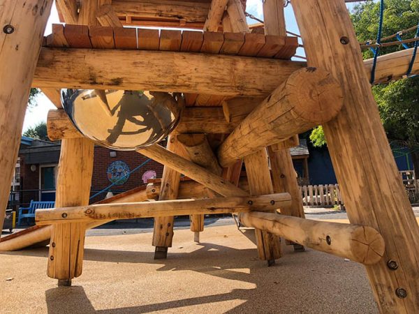 timber and metal playground equipment